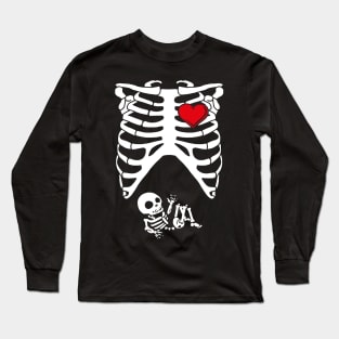 Spooky Skeleton Costume Pregnant Mommy Long Sleeve T-Shirt